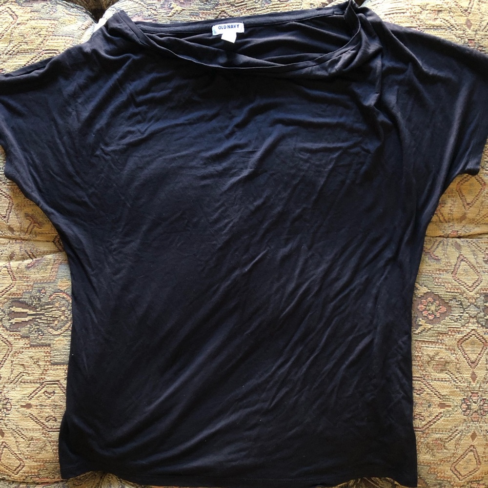 Old Navy Black Women's Short-Sleeve Cowl Neck Top Size Large